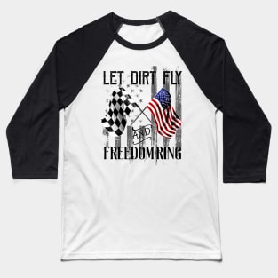 American Flag 4th Of July Dirt Bike Motocross Racing Baseball T-Shirt